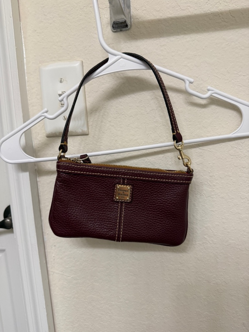Dooney & Bourke Pebble Leather Wristlet - Burgundy